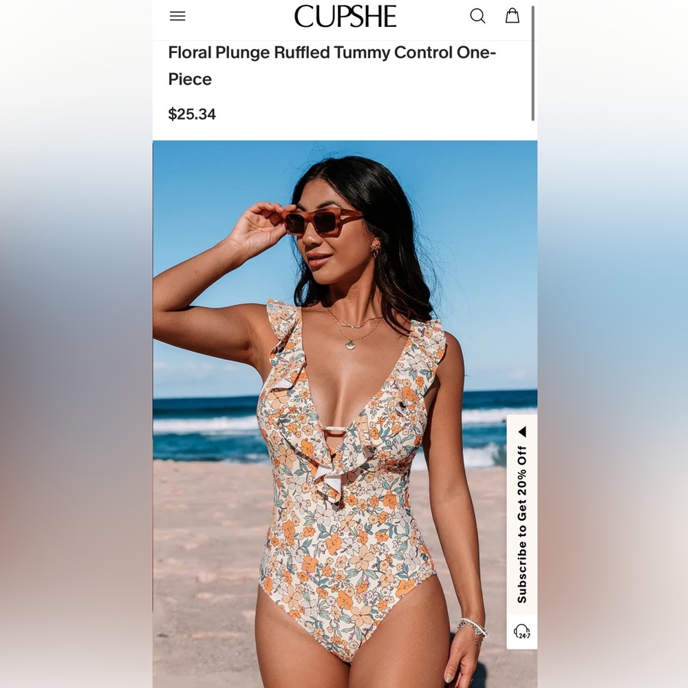 NWT Cupshe Floral Ruffle One Piece (Size L) - Picture 6 of 6